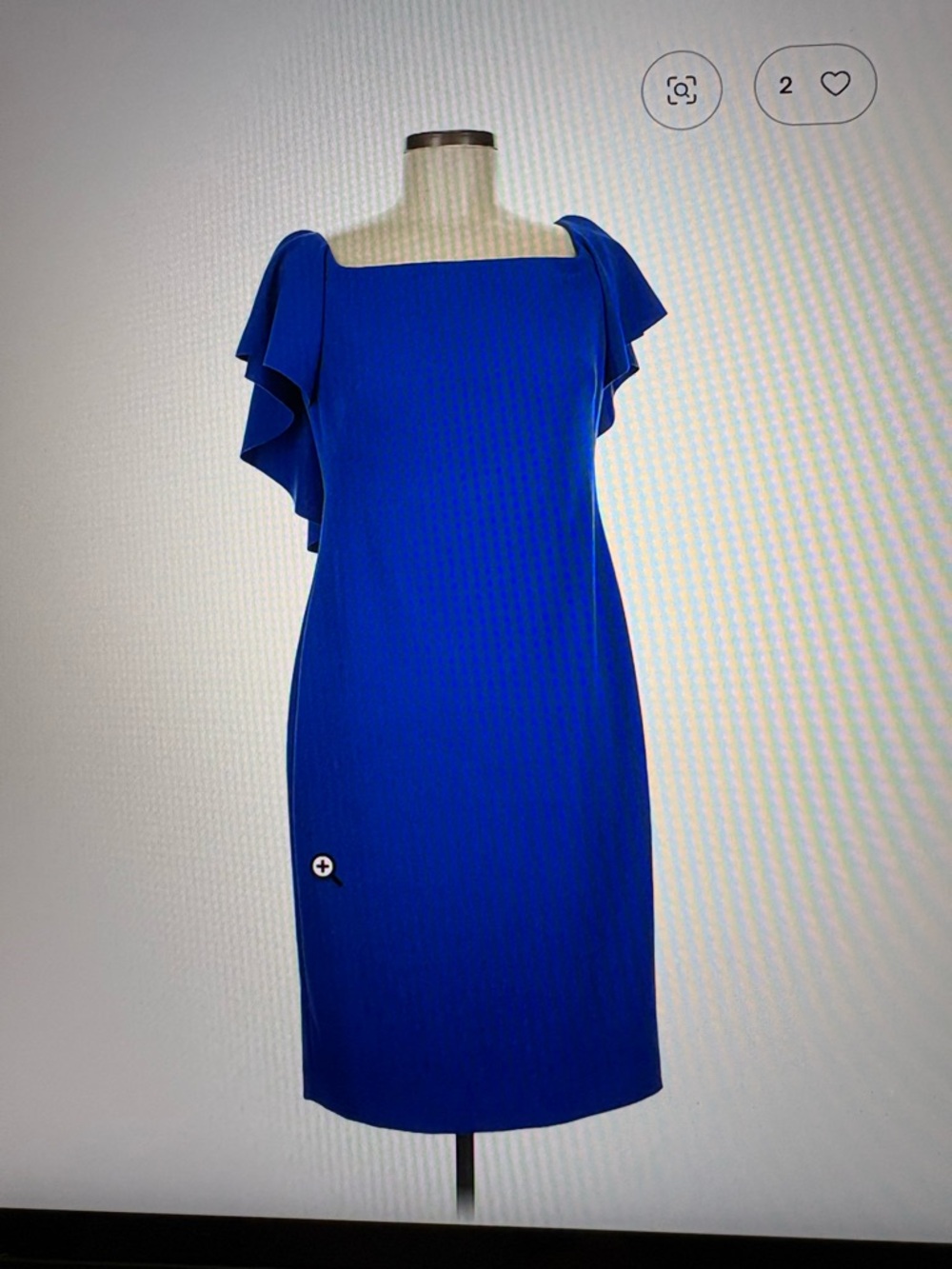 Ralph Lauren Cobalt Blue Square-Neck Flutter Sleeve Midi Dress